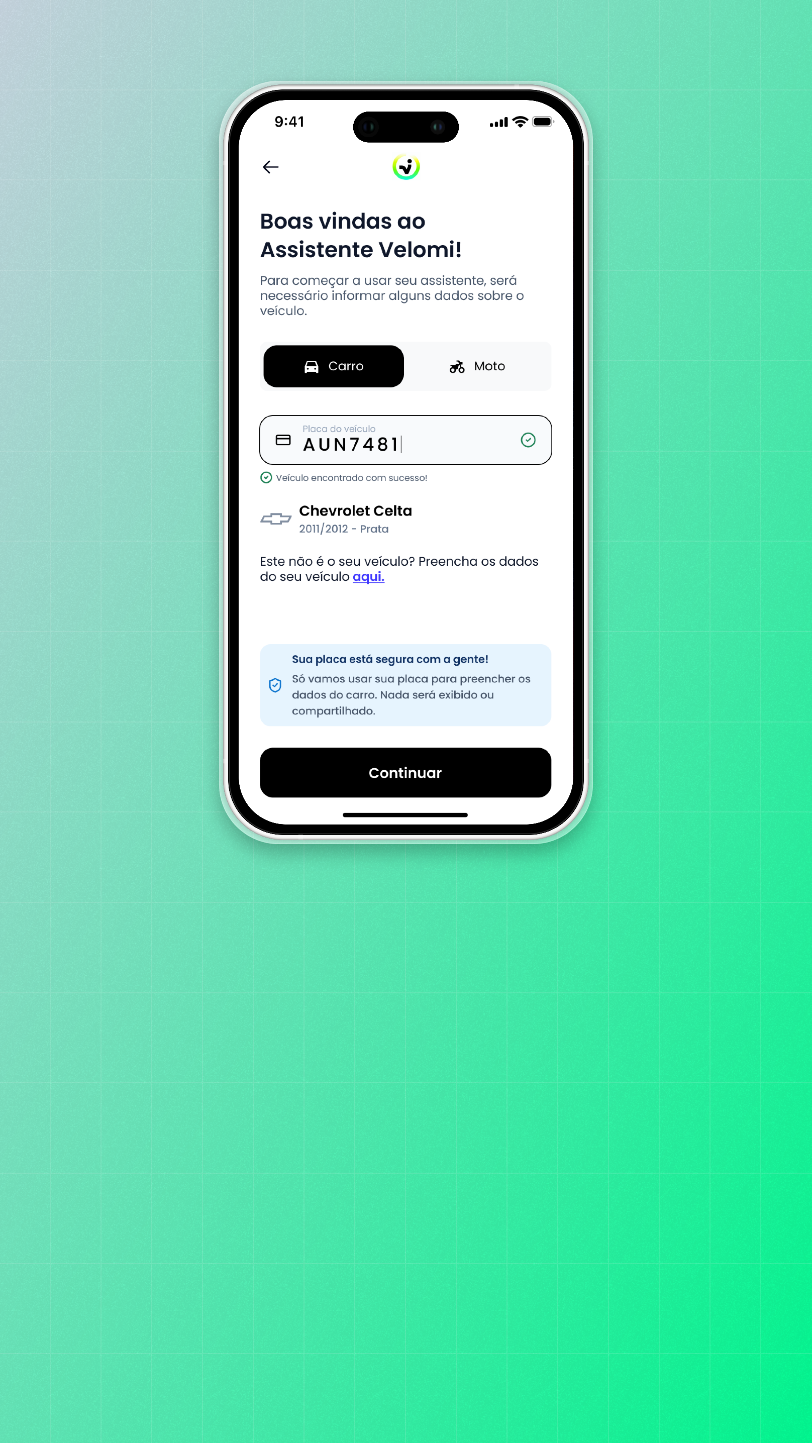 Interface do projeto Velomi